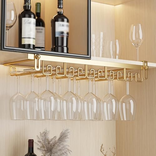 Portabicchieri da Vino sottopensile, portabicchieri in Metallo per Cucina e Bar, Organizer per Vino da 22 Pollici, espositore salvaspazio per Bicchieri, Elegante Decorazione per la casa.
