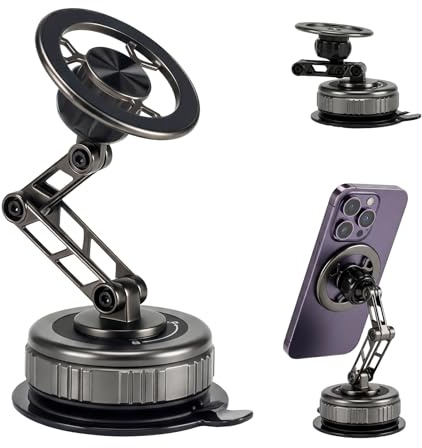 Hoikwo Mobilhållare bil magnet [vakuumsugkopp och 3-axlad konstruktion] Biltelefonhållare för instrumentbräda och fönster, kompatibel med iPhone 17/16/15/14/13/12 Pro Max och Android-smartphone