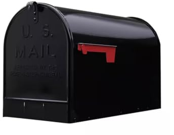 Black Jumbo Size Rural Mailbox, 3175 cu-in Capacity, Galvanized Steel, Powder-Coated, 15 in. H x 11.69 in. W x 24.82 in. L
