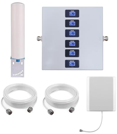 KKBSTR Amplificatore Segnale Cellulare 2G/3G/4G/5G, Ripetitore Segnale Cellulare 6 Bande 700/800/900/1800/2100/2600MHz