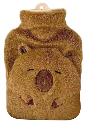 JSTHHTT Bouillote Peluche Chauffante, Capybara 1L Bouillotte Eau Chaude, Capybara Meilleurs Cadeaux pour Soulagement de la Douleur, Cou et Épaules