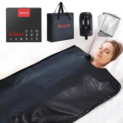 RRGFB Manta de Sauna infrarroja, Cubierta Duradera de Cuero PU Detox & Relax Home Timer Ajustable, tamaño 180 x 0.80 m