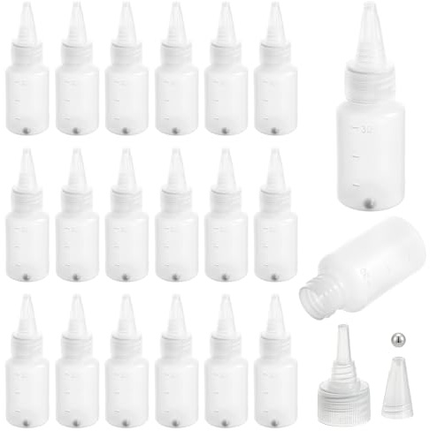 OLYCRAFT 20pz Flacone di Vernice per Aerografo 30ml Flacone di Vernice Vuoto con Scala Contenitore per Pigmenti In Plastica Flaconi Vuoti con Sfera per Lavori Artistici Conservazione Miscelazione