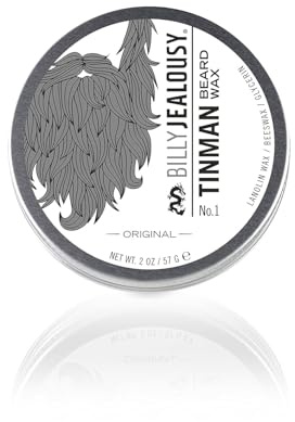 Billy Jealousy Tinman Beard Wax with Light Hold & Matte Finish, Nourishing Beard Care Product Formulated with Natural Beeswax & Glycerin for Soft, Tamed Facial Hair, 2 Oz