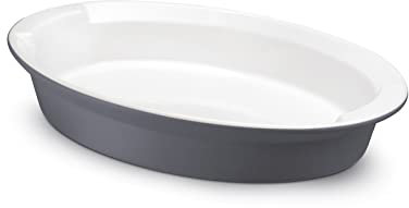 Giannini CERAMAX Plat de cuisson ovale en céramique - gris foncé mat 36 x 25 x 6