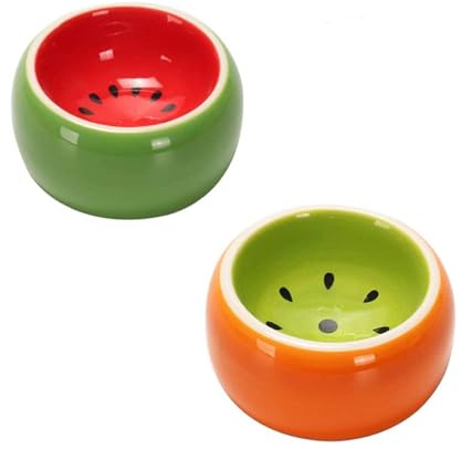 Hamiledyi 2PCS Hamster Bowl Ceramic Food Water Feeding Dish for Gerbil Mouse Rat Hedgehog Sugar Glider