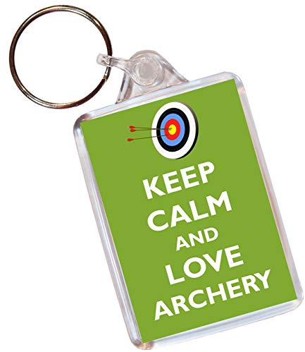 Keep Calm and Love Archery - Double Sided Large Keyring Key Ring Fob Chain Name Tag