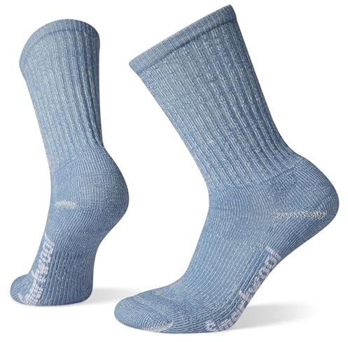 Smartwool Hike Classic Women's Merino Wool Socks, Full Cushioned Hiking & Walking Socks, Crew Fit, Lightweight & Breathable Natural Merino, Ladies - Mist Blue, S
