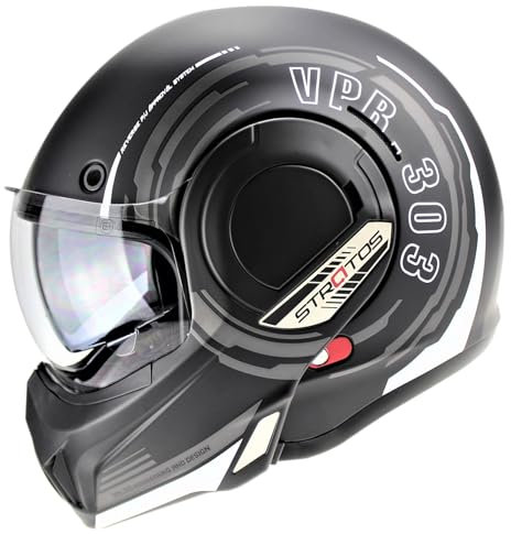 VPR F242 P/J Reverse Flip-Up Motorcycle Helmet - Double Visor Modular Jet Crash Helmet for Racing Sports Touring - Road Legal ECE 22.06 Approved Motorbike Helmets - L