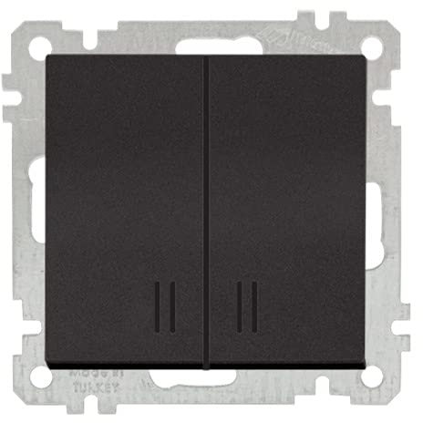 2fach Kontrollschalter beleuchtet · doppelter Schalter mit Kontrolllampe · Schalter mit Status · Schwarz/Dunkel · CANDELA