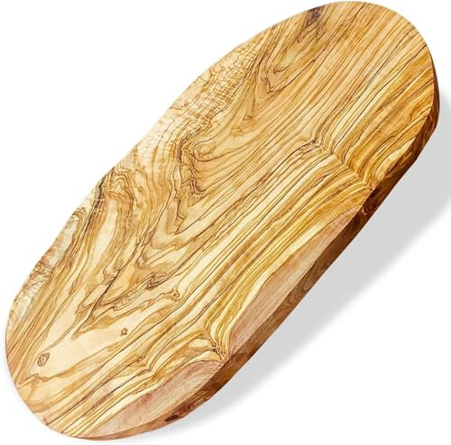 Tabla de cortar de madera de olivo, para carne y desayuno, corte natural, 35 cm (35 x 17 cm) +-2 cm