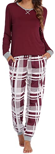 Ekouaer Pigiama Donna Invernale Lungo - Set Due Pezzi Comodo