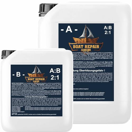 Résine époxidique Bateau Repair 6,0 kg pour bateaux, construction, voiture, aéronautique, modélisme, moules, prototypage fibre de verre 2K