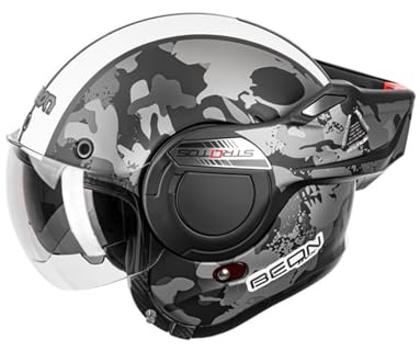 BEON Stratos Motorradhelm - Systemhelm Klapphelme mit Visier und Sonnenblende - Rollerhelm Sonnenblende - Motorrad Helm Damen & Herren - Integralhelm 180° Klappbar - Anti-Kratz-Visier - XXL