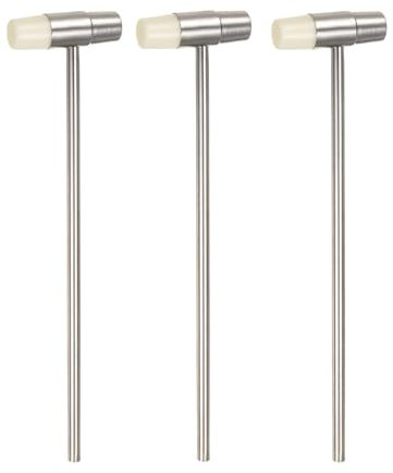 sourcing map 3pcs Double Face Small Plastic Metal Hammer 7 Round Dual Head Multifunctional Mallet with Soft/Hard Tips for Jewelry Watch Handcraft, White