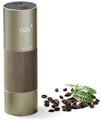 CERA + Grat Kaffeebohnenmühle Elektrisch, Professionelle kleine Espresso Kaffeemühlen für den Heimgebrauch,Gold