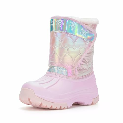 FUNCOO PLUS Kids Winter Wellies, Girls Boys Snow Boots, Warm Fleece Glitter Rain Boots Children Snow Boots Wellington Boots Size 13 UK Child