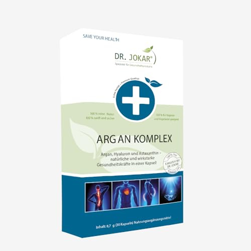 ARGAN KOMPLEX Argan, Hyaluron und Astraxanthin Natürliche und wirkstarke Gesundheitskräfte in einer Kapsel, pflanzlich, vegan. Unterstütz Haut, Haare und Körper
