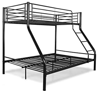Visual Stocks Litera Matrimonial en Blanco o Negro - Doble Matrimonio - Medidas 90x190 cm y 135x190 cm - Metal con Escalera - Práctica (Negro)