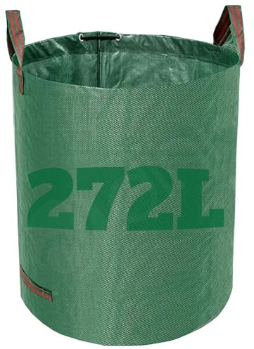 Dihl 272 Litre Heavy Duty Garden Waste Bags, Reusable Rubbish Sacks with Upper and Side Handles, 67cm x 76 cm, Green, Woven Polypropylene. For Waste, Grass, Leaves and More