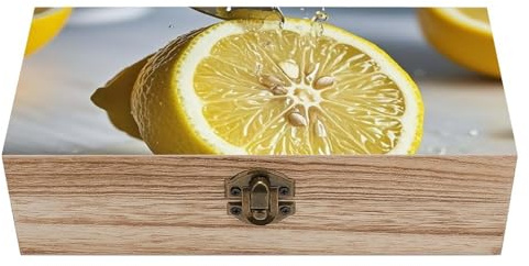 Scatola portaoggetti in legno di limone tagliato, contenitori decorativi con coperchio incernierato e chiusura frontale, scatole in legno per artigianato, organizer per il tè, scatole ricordo vintage