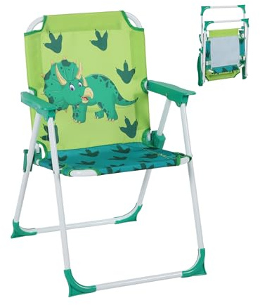 Relaxdays Silla Infantil Plegable, Sillita Camping con Estampado, 51,5x36x37,5 cm, Asiento Pícnic Exterior, Multicolor