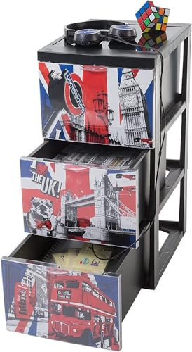 Iris Ohyama, Torre de almacenamiento de plástico, Cajón de almacenamiento para dormitorio de 15 l, SCF-303, Londres, Asa ergonómica - 39,5 x 29 x 61,5 cm