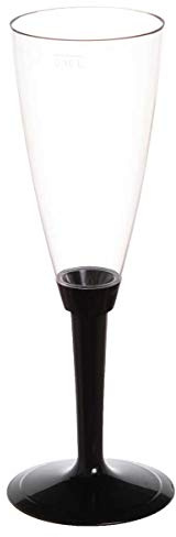 PZ 50 CALICI FLUTE PER HAPPY HOUR + PZ 50 BASE NERA BICCHIERE PER CHAMPAGNE E PROSECCO APERITIVO BLACK BASE