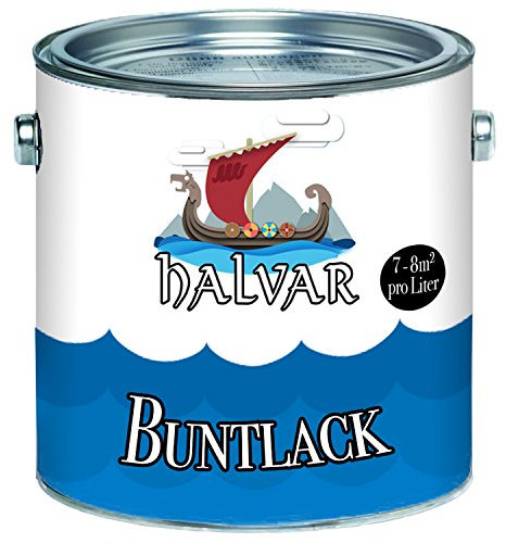 Smalto colorato pittura scandinava per legno e metallo - valorizzazione cromatica - azione protettiva! (1 L, Rosso fuoco (RAL 3000)) Halvar