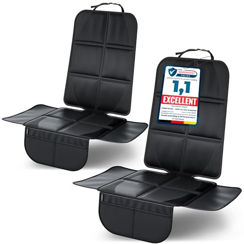 LIONSTRONG Protector Seguro para Asiento Infantil - PROTECCIÓN Extra - Extra Protege tu Coche - Fundas para sillas de Coche - ISOFIX - Negro 2 uds