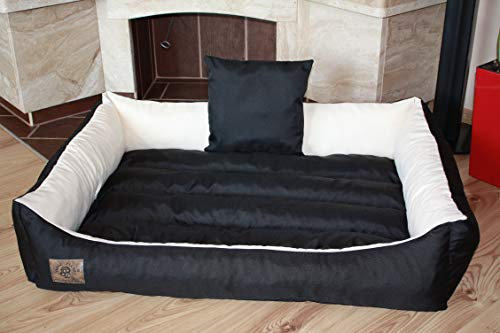 Odol-Plu XXL - Hundebett - Hundekissen - Hundesofa mit Wendekissen (Größe und Farbe wählbar) (120x90 schwarz-Weiss)