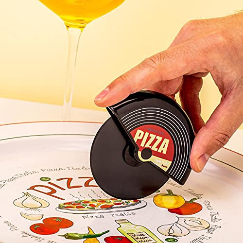 FISURA - Tagliapizza originale. Tagliapizza con rotella divertente. Coltello per pizza in acciaio inox e ABS. Misure: 7,5 centimetri x 5,5 centimetri. (Vinile, nero)