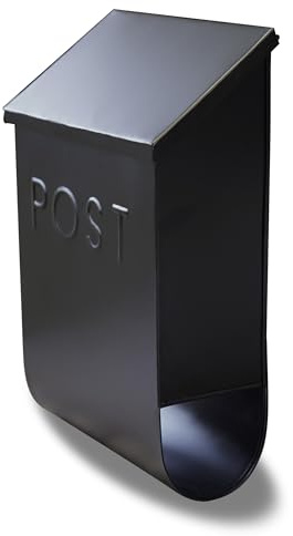 NACH Trixie Black Wall Mount Mailbox with Newspaper Holder, Crafted from Heavy Duty Galvanized Metal, Waterproof, Powder Coated & Rust Resistant, 9.5 x 4.72 x 14.96
