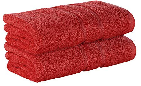 StickandShine 2er SET Premium Frottee Handtuch 50x100 cm in rot in 500g/m² aus 100% Baumwolle