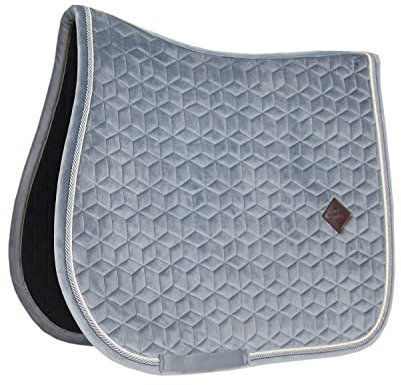 Kentucky Horsewear Samt Satteldecke Basic Jumping – Grau Schabracke – Springform mit Doppelkordel – Atmungsaktiv – Maschinenwaschbar – Stoßdämpfend