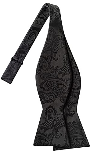KissTies Mens Black Self-Tied Bow Tie Paisley Wedding Formal Tux Bowties