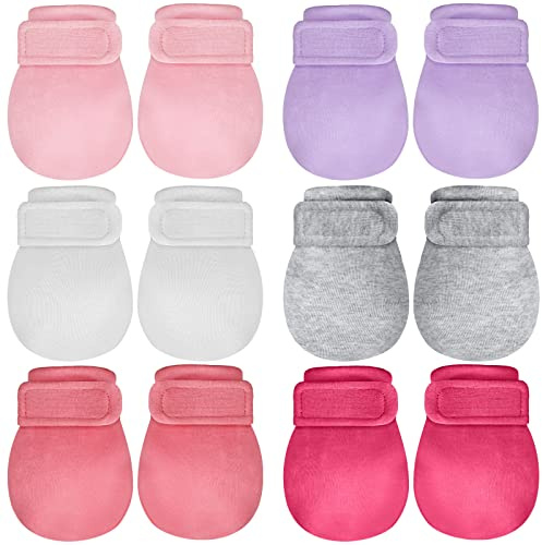 Newcotte Adjustable Baby Mittens No Scratch Newborn Cotton Breathable Warm Gloves Baby Mitts for Boys Kids(Light Pink)
