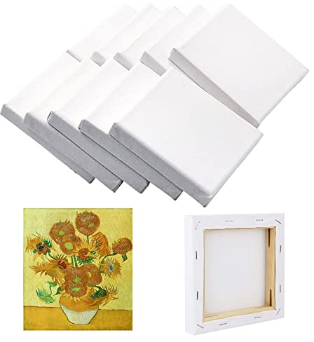 Lot de 10 mini panneaux de toile tendue, 10 x 10 cm, petits tableaux carrés pour peinture à l'huile vierge 10 x 10 cm