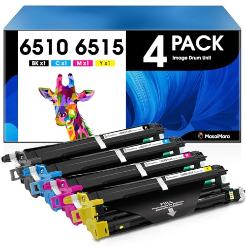 MasaiMara 6510 6515 Image Drum Unit for Xerox Phaser 6510DN 6510DNI 6510DNM 6510N WorkCentre 6515DN 6515DNI 6515DNM 6515N Printer(Black 108R01420, Cyan 108R01417, Magenta 108R01418, Yellow 108R01419)