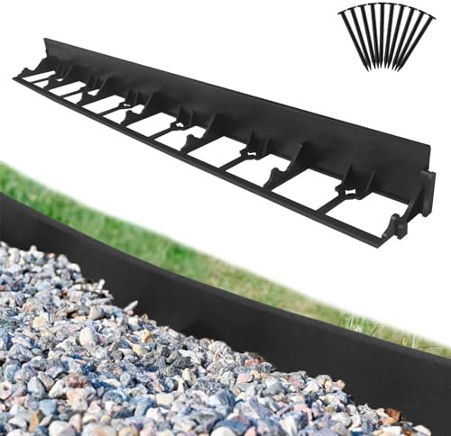 NAIZY 24m Rasenkante mit 100 Erdanker Beeteinfassung Biegbarer Kunststoff Pflasterkante Beetumrandung 5,8cm Hohe Mähkante Gartenpalisade für Garten Rasen Dekorativ, Schwarz (24 Stück/24m)