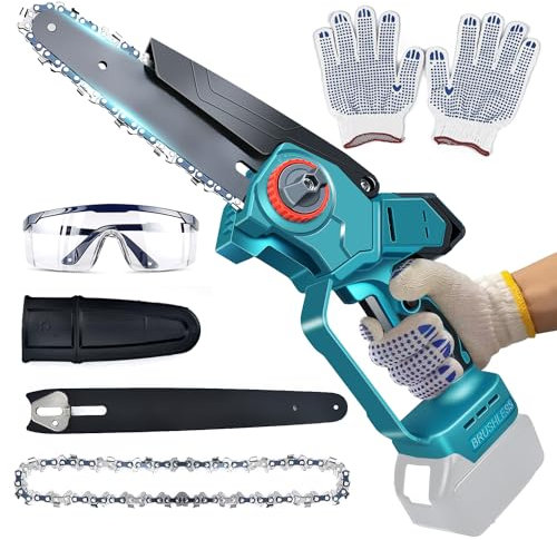 Mini tronçonneuse pour batterie Makita 18 V, 1200 W, tronçonneuse électrique sans fil 6 et 8, tronçonneuse manuelle sans fil pour sécateur, coupe du bois (piles non incluses)