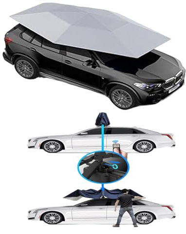 Tenda Ombrellone Automatico per Auto Da 5200x2300mm, Tenda Da Tetto per Auto Portatile Staccabile, Ombrello Elettrico Ricaricabile per Auto, Di Grandi Dimensioni, Copertura Completa, Telecomando