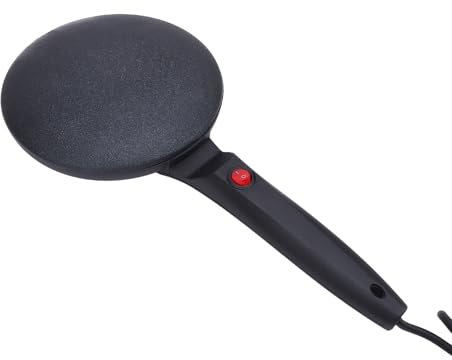Crepera Eléctrica, Control Automático de Temperatura, Sartén Eléctrica para Crepes de 8 Pulgadas con Espátula de Silicona, Batidor de Huevos para Uso Doméstico (Enchufe de la UE