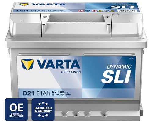 VARTA Automotive DYNAMIC SLI (D21) 12V 61Ah 600A - Nassbatterie KFZ mit Standardausstattung & ohne Start-Stopp System - Starterbatterie für einfachen Energiebedarf - Bleisäurebatterie wartungsfrei
