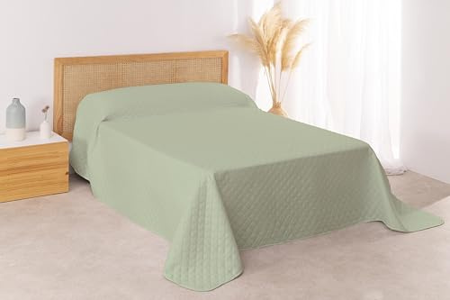 Donegal Collections Colcha Bouti Cama 90 - Colcha Cama 90/80 Lisa Acolchada y Reversible Aguamarina - Colchas Cubrecama Primavera Verano Fresca, Acolchado Fino y Microfibra Extrasuave