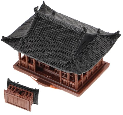 FUTUREORYY Statue De Pagode Miniature Chinoise 6x4,5 Cm en Résine, Décoration Zen De Jardin Et Micro-Paysage, Ornement De Bonsaï Asiatique pour Bureau Et Intérieur