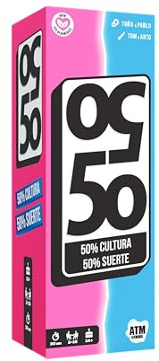 ATM Gaming 50 50 - Juegos de Mesa Adulto y Familia - Trivia de Cultura General Divertido y Educativo - Ideal para Familia, Fiestas, Parejas - Regalo Navidad