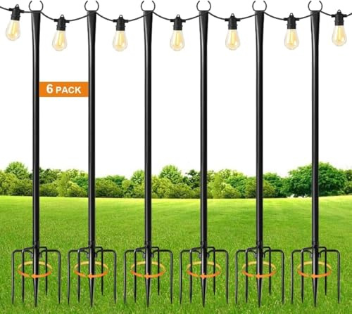 Perizoma Light Pole per Deck, confezione da 6 pezzi, 9,8FT2,99 m, per esterni, in acciaio, per decorazione all'aperto, giardino, cortile, terrazza, illuminazione per feste, Natale, matrimonio (6 pezzi