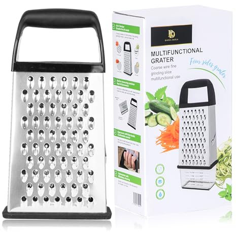 Roma Dina Rotary Cheese Grater with Container – Premium Kitchen Essential for Coarse, Medium, Fine Grating, Zesting & Slicing – Multi-Function Cheese Shredder, Vegetable Chopper & More