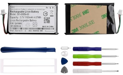 Duotipa 1 100 mAh nytt ersättningsbatteri 361–00056–00 kompatibel med Garmin DriveSmart 5, 50 LMT-D, 51 LMT-D EU, 55, 61 LMT-S, 65 GPS navigationsapparat batteri med reparationsverktygssats